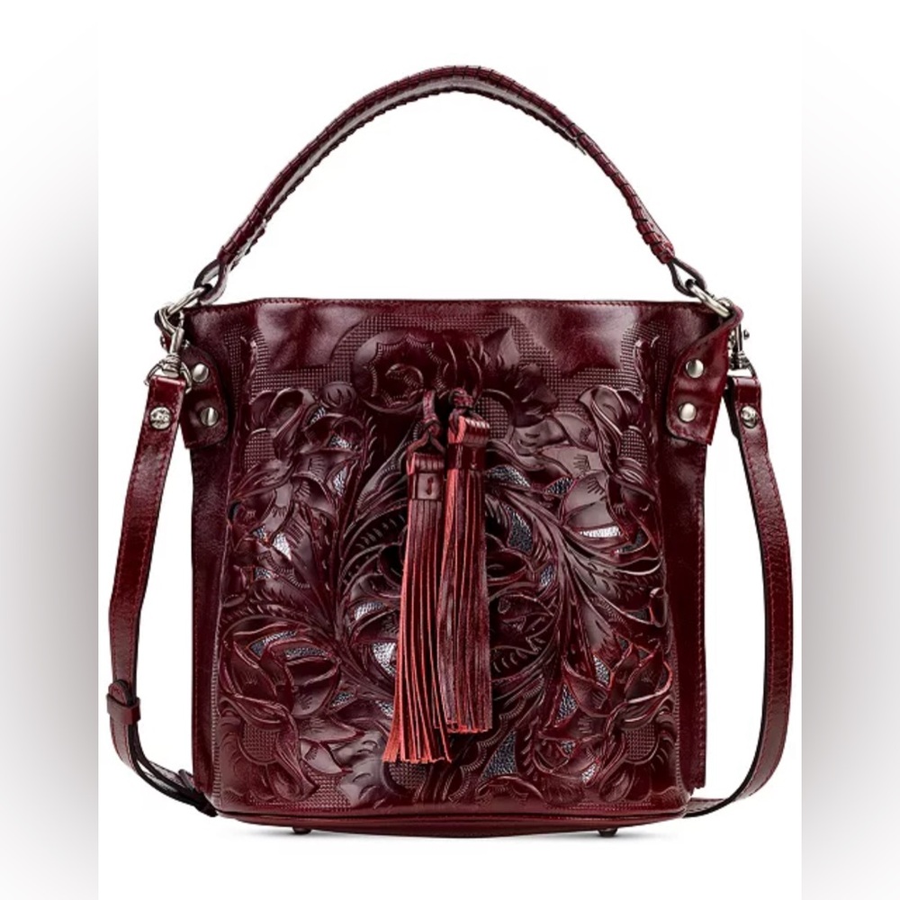 Patricia Nash Otavia Cut-Out Leather Bucket Bag - Burgundy